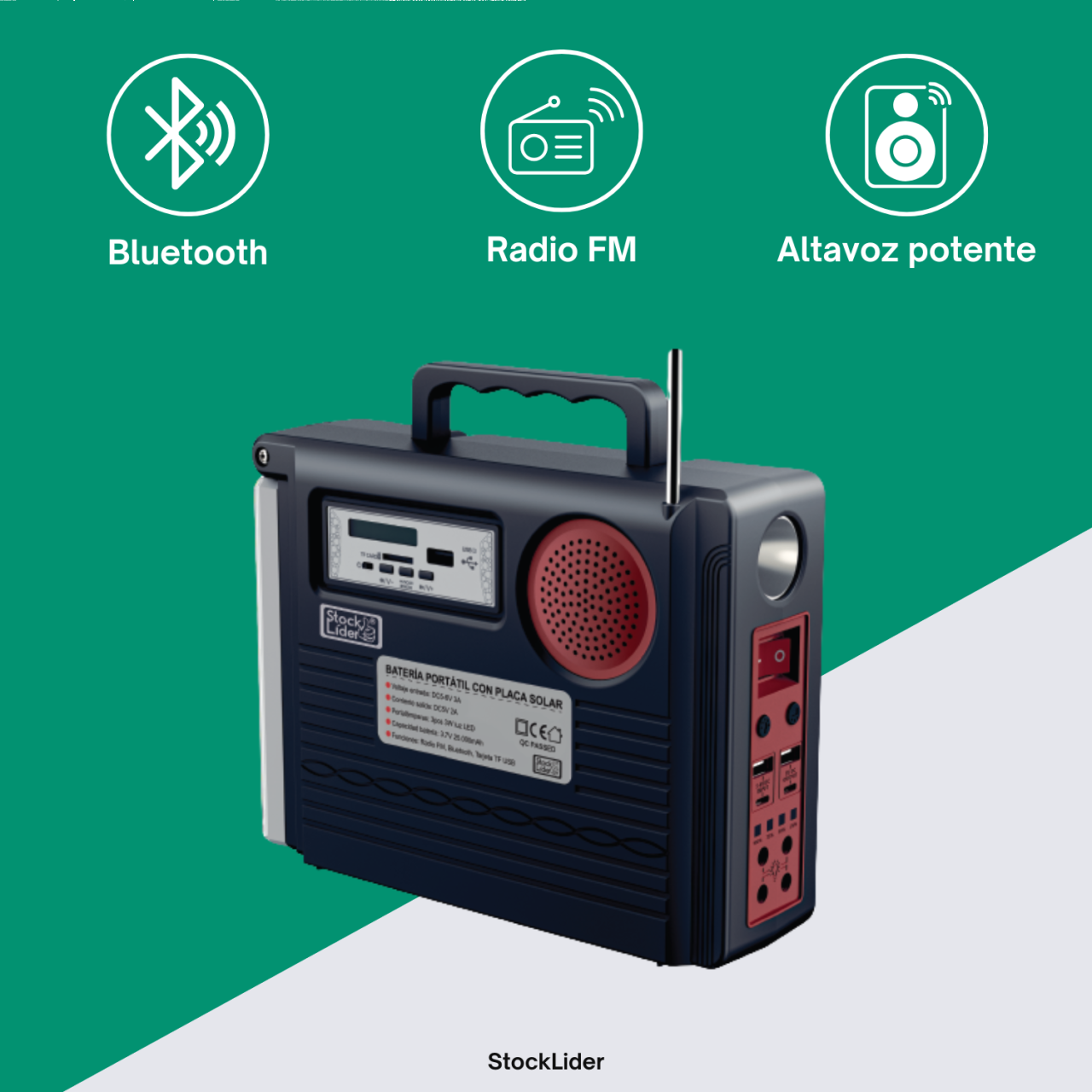 Batería Portátil con Placa Solar